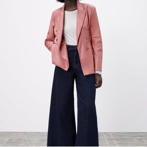 ZARA NWOT Women's Faux Leather Double Blazer SZ L